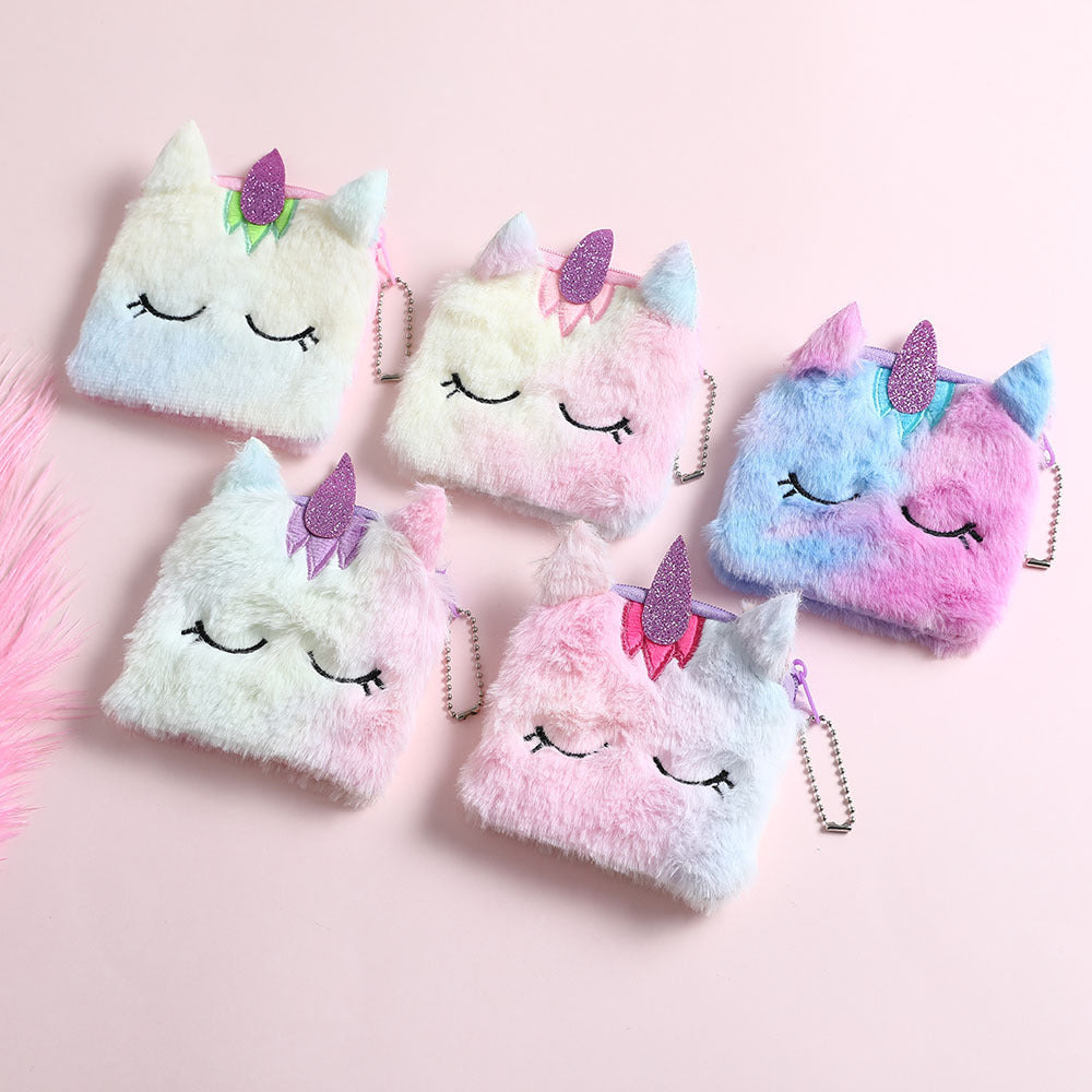 Wholesale Square Cartoon Unicorn Plush Coin Purse